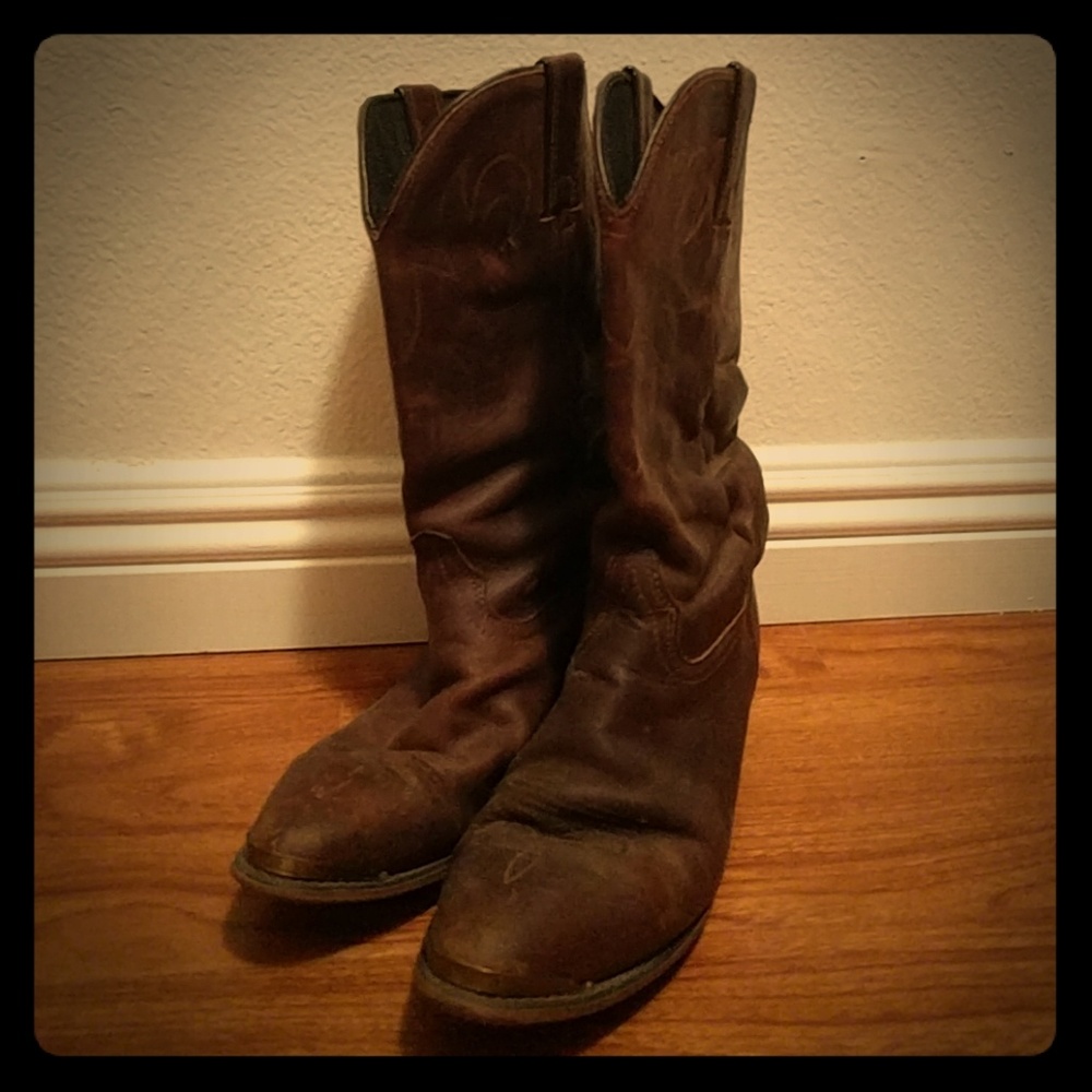 Durango Brown Leather Cowboy Heeled Boots
